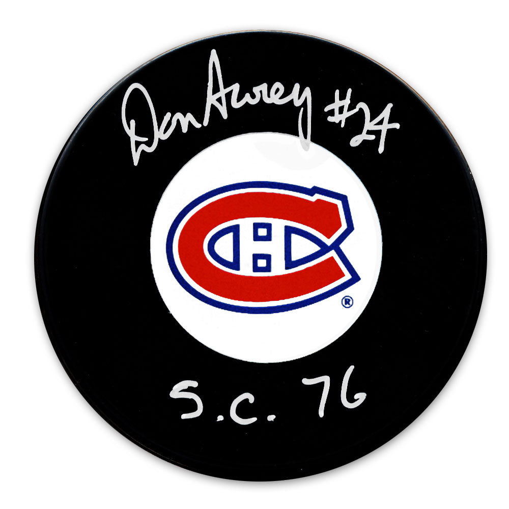 Don Awrey Montreal Canadiens 1976 Cup Autographed Puck