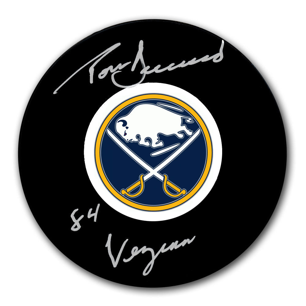 Tom Barrasso Buffalo Sabres 1984 Rondelle autographiée Vézina