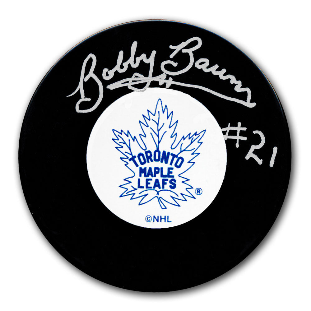 Rondelle autographiée des Maple Leafs de Toronto par Bobby Baun