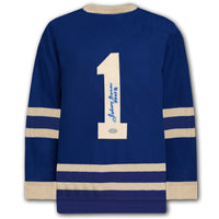 Johnny Bower Toronto Maple Leafs HOF Reebok Roger Edwards Wool Autographed Jersey