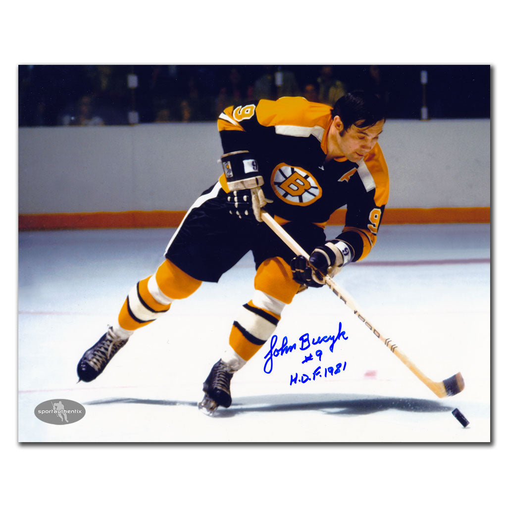 Johnny Bucyk Boston Bruins ACTION Autographed 8x10