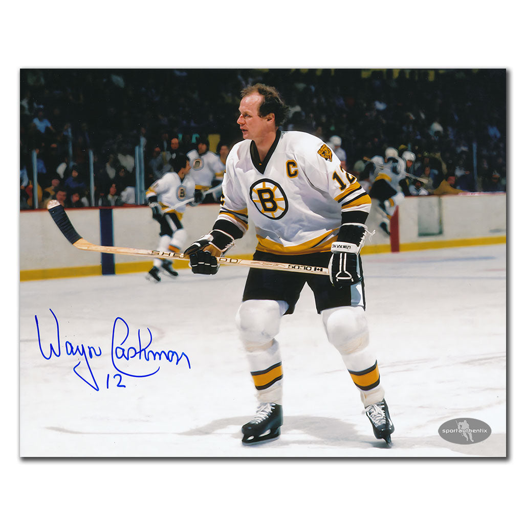 Wayne Cashman Boston Bruins MAILLOT BLANC Autographié 8x10