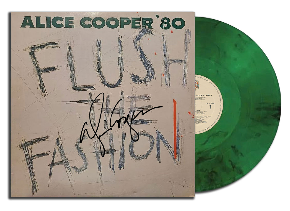 Alice Cooper Signed FLUSH THE FASHION Autographed Smoke Green Vinyl Album LP