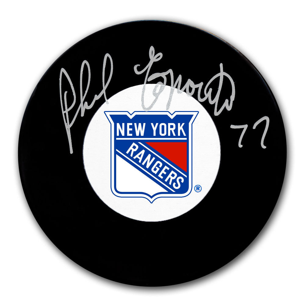 Rondelle autographiée des Rangers de New York par Phil Esposito