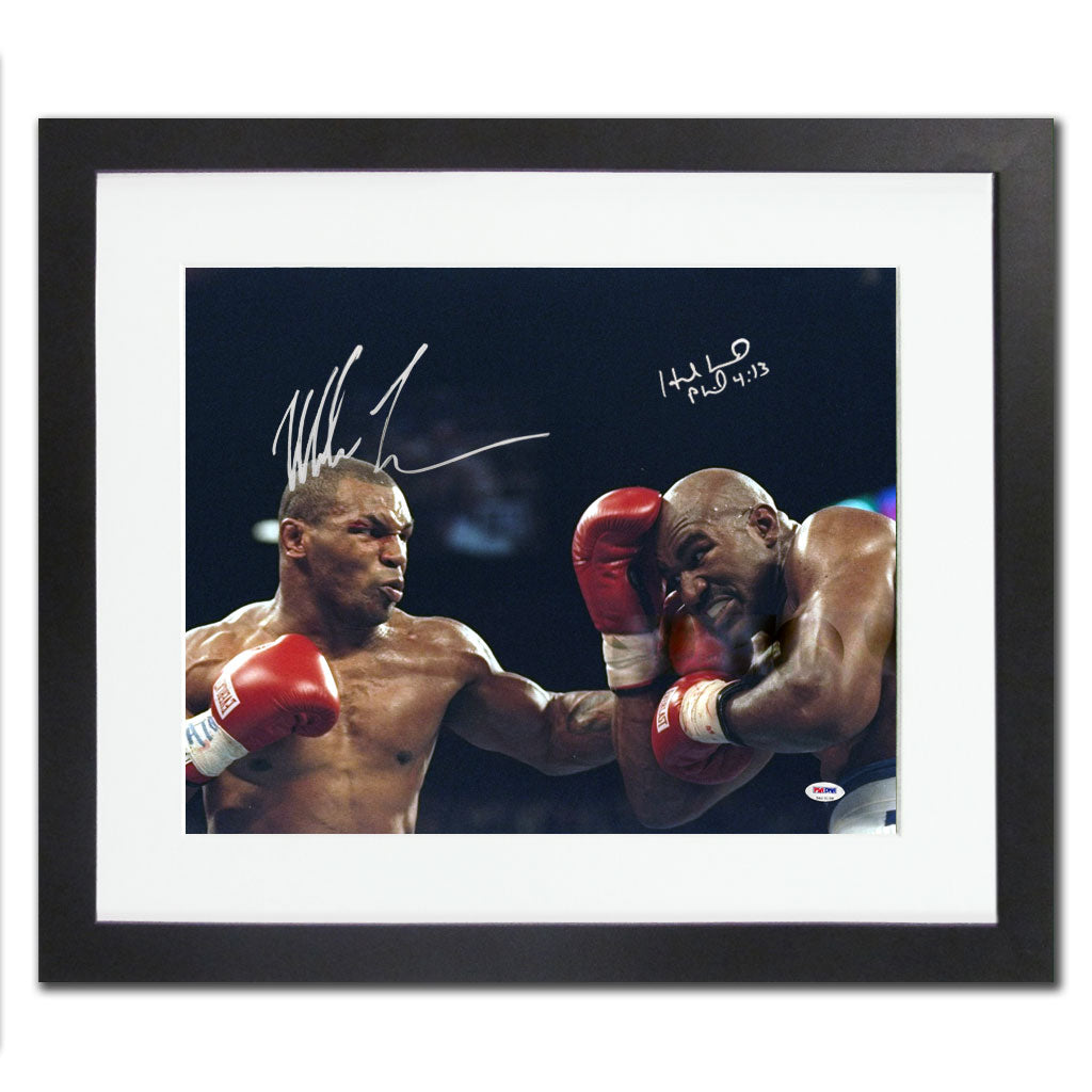 Mike Tyson vs Evander Holyfield Dual Autographed 32X26 Frame PSA COA