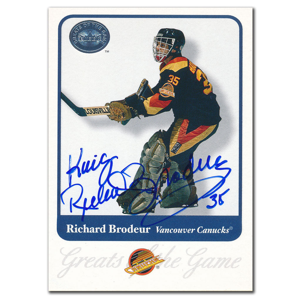 2001-02 Fleer Greats of the Game Richard Brodeur Carte autographiée #48