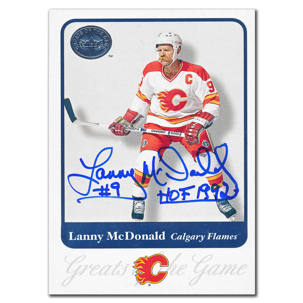 2001-02 Fleer Greats of the Game Carte dédicacée par Lanny McDonald #53