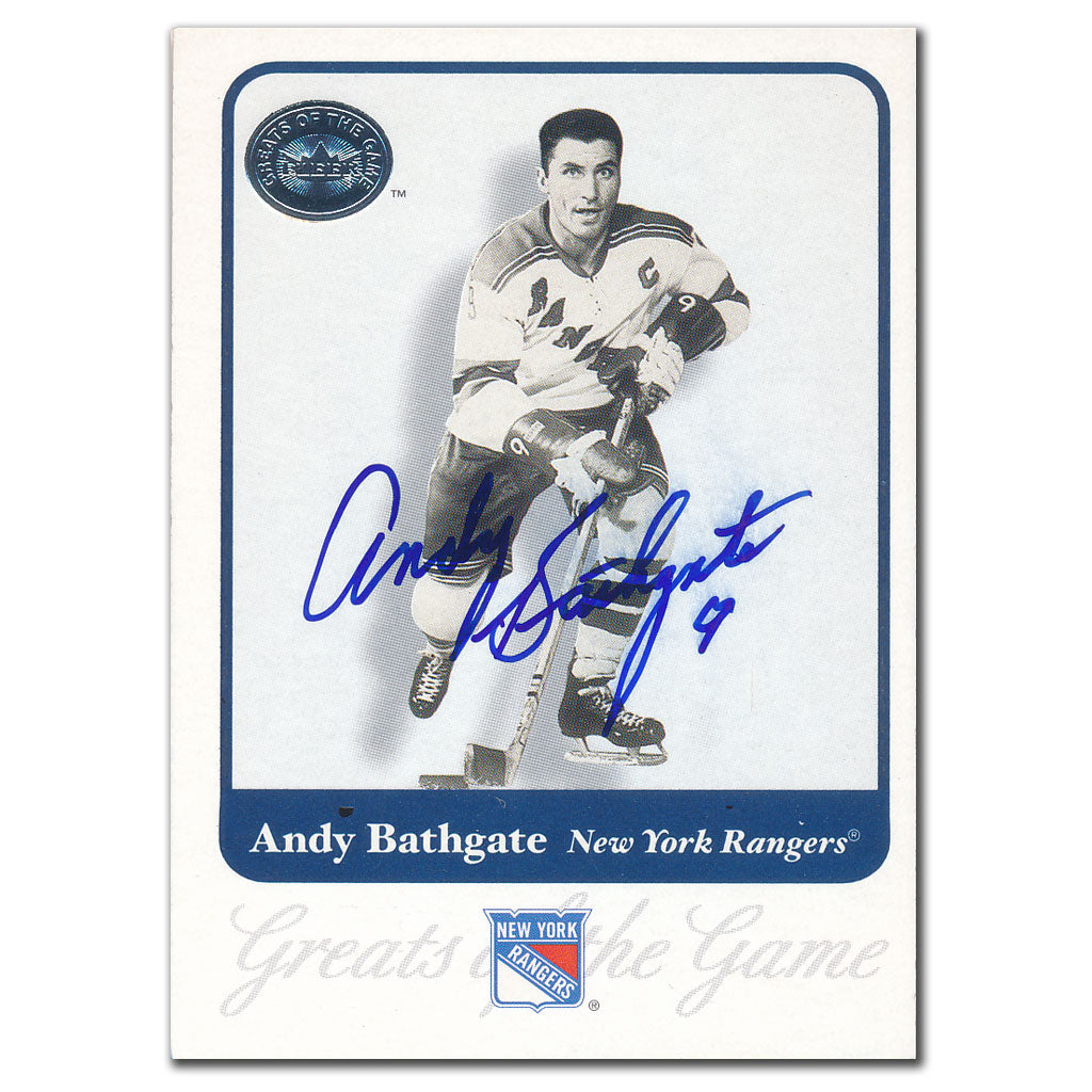 2001-02 Fleer Greats of the Game Carte dédicacée par Andy Bathgate #65