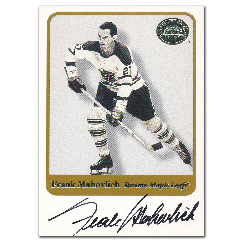 Carte autographiée Fleer Greats of the Game 2001-02 par Frank Mahovlich