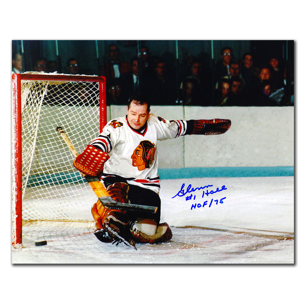 Glenn Hall Chicago Blackhawks BIG SAVE Autographed 8x10