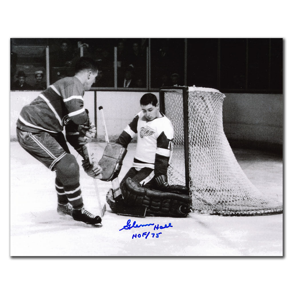 Glenn Hall Detroit Red Wings vs BELIVEAU Autographed 8x10