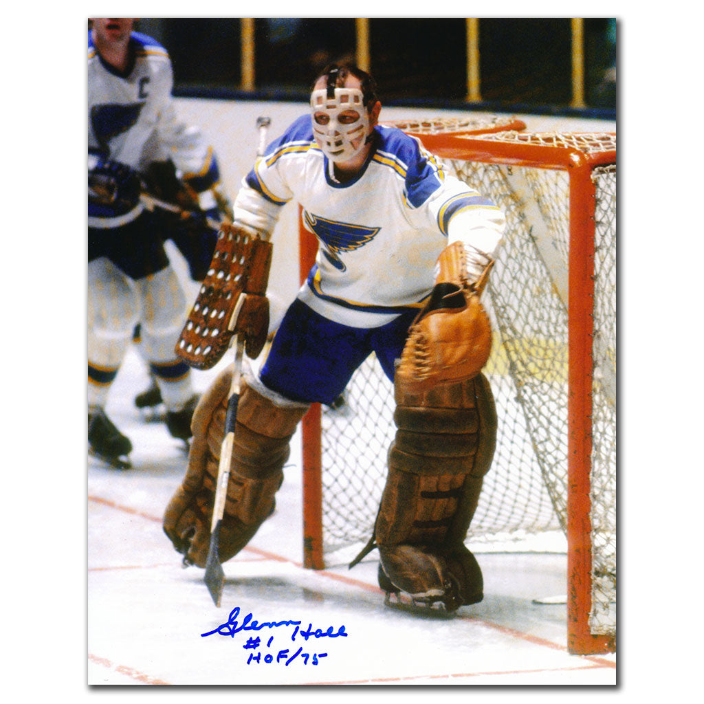 Glenn Hall St. Louis Blues ACTION Autographed 8x10