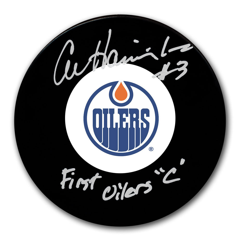 Al Hamilton Edmonton Oilers PREMIER CAPITAINE DES OILERS Rondelle autographiée