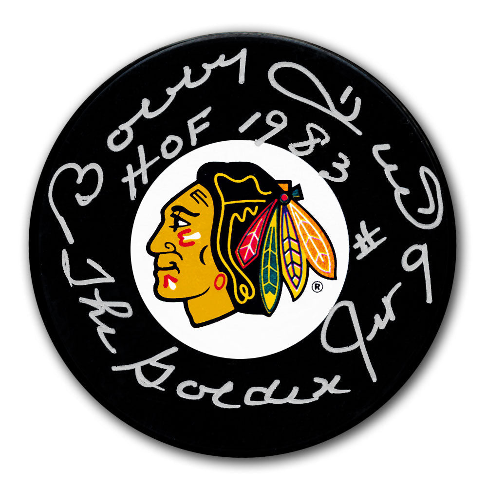 Bobby Hull Chicago Blackhawks HOF Rondelle autographiée Golden Jet