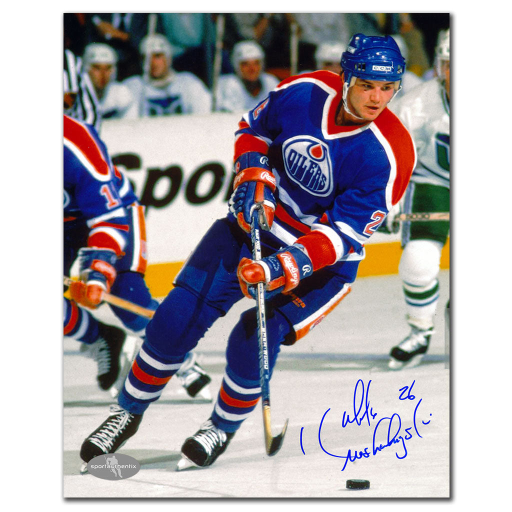 Mike Krushelnyski Oilers d'Edmonton RUSH Autographié 8x10
