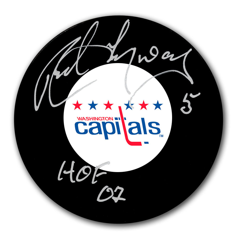 Rod Langway Washington Capitals HOF Autographed Puck