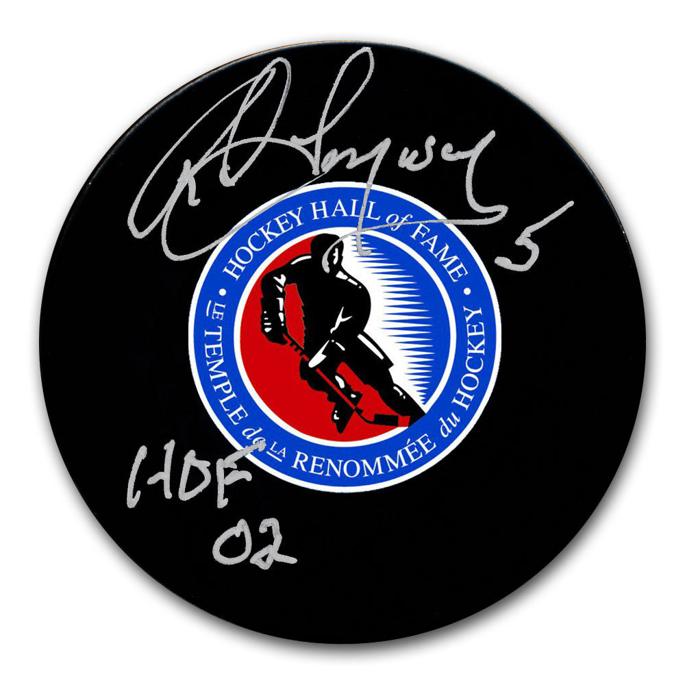 Rod Langway Hockey Hall of Fame HOF Autographed Puck