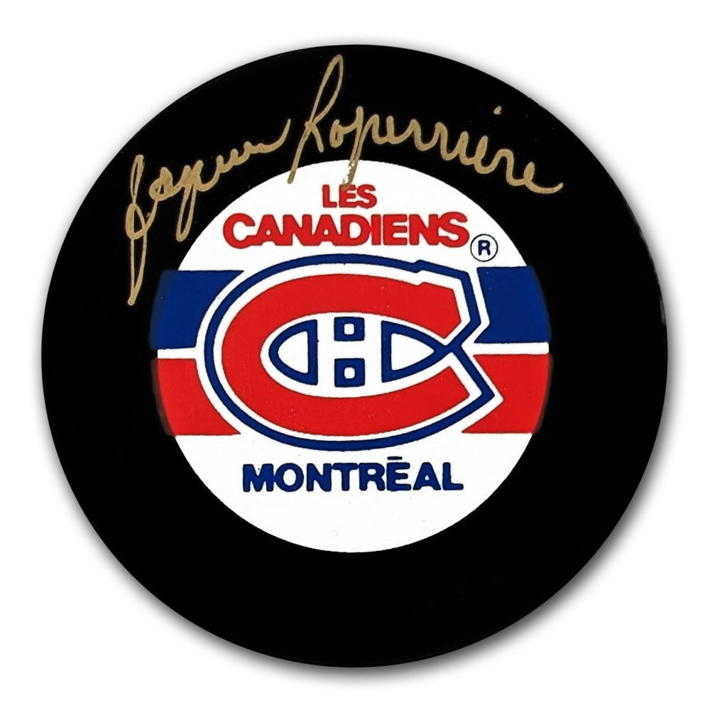 Jacques Laperriere Montreal Canadiens GOLD Autographed Puck