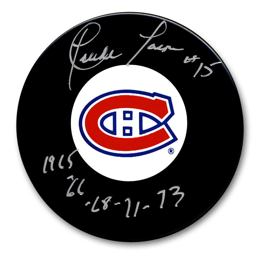 Claude Larose Montreal Canadiens SC Years Autographed Puck