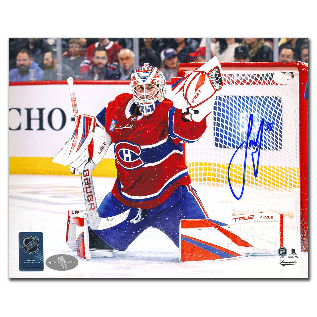 Sam Montembeault Montreal Canadiens GLOVE SAVE Autographed 8x10