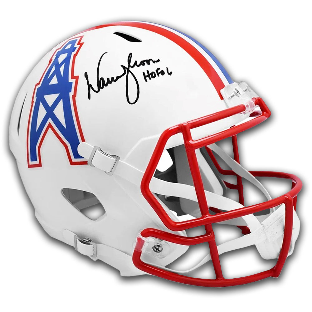 Warren Moon Houston Oilers HOF Autographed Throwback Full-Size Riddell Helmet JSA COA