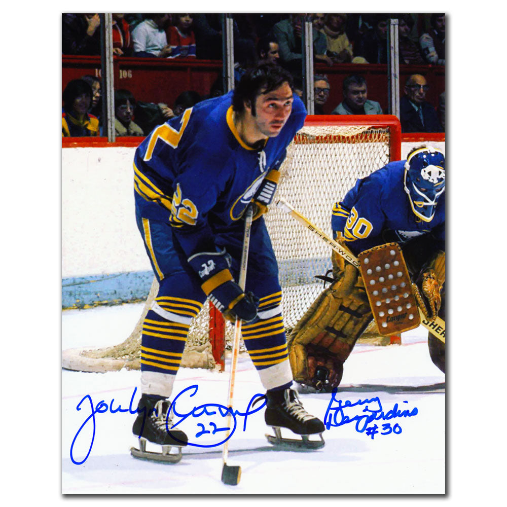 Jocelyn Guèvremont et Gerry Desjardins Buffalo Sabres double autographié 8x10