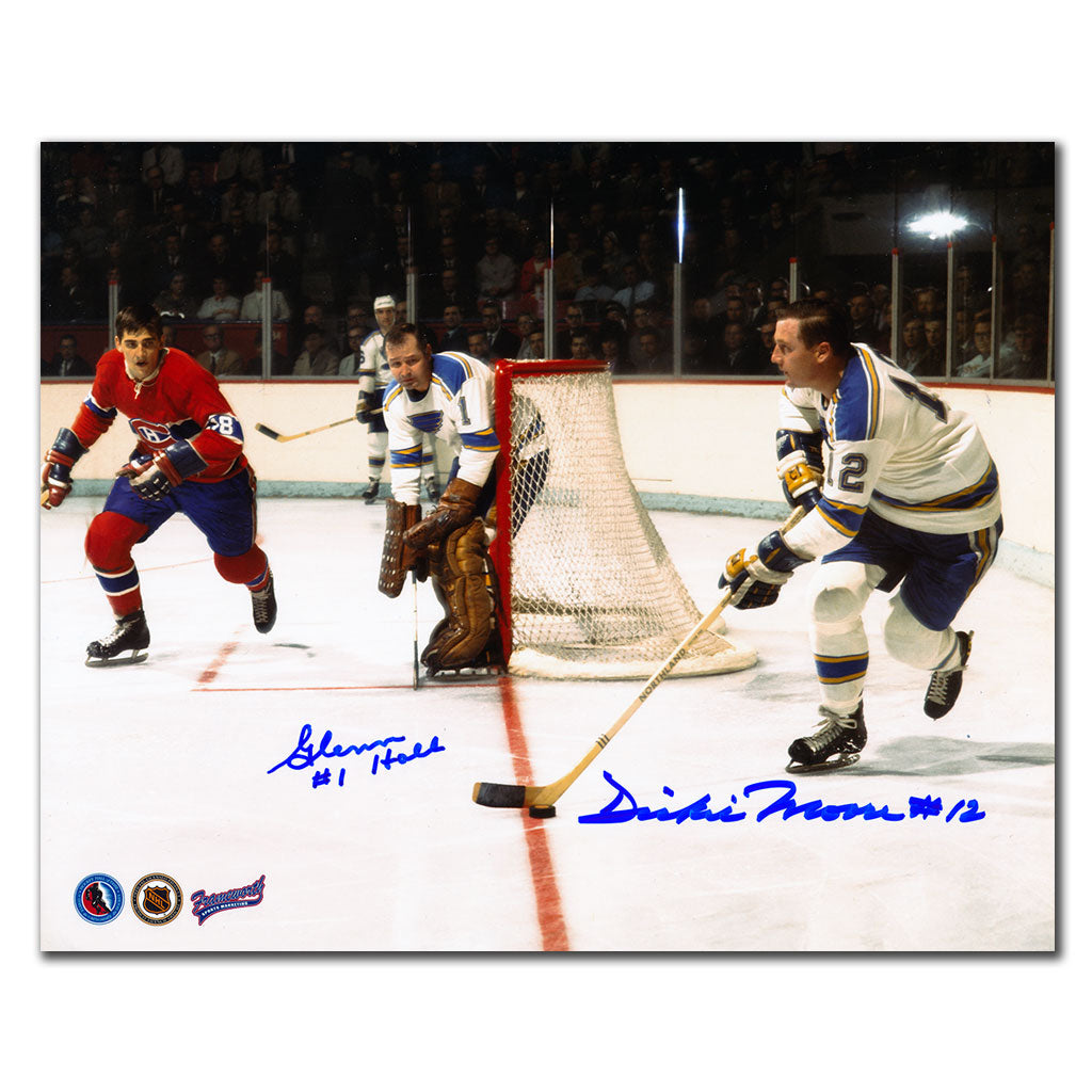 Glenn Hall & Dickie Moore St. Louis Blues Dual Autographed 8x10