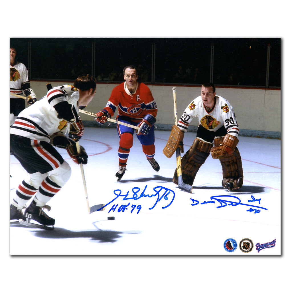 Henri Richard vs Denis DeJordy Dual Autographed 8x10 Photo