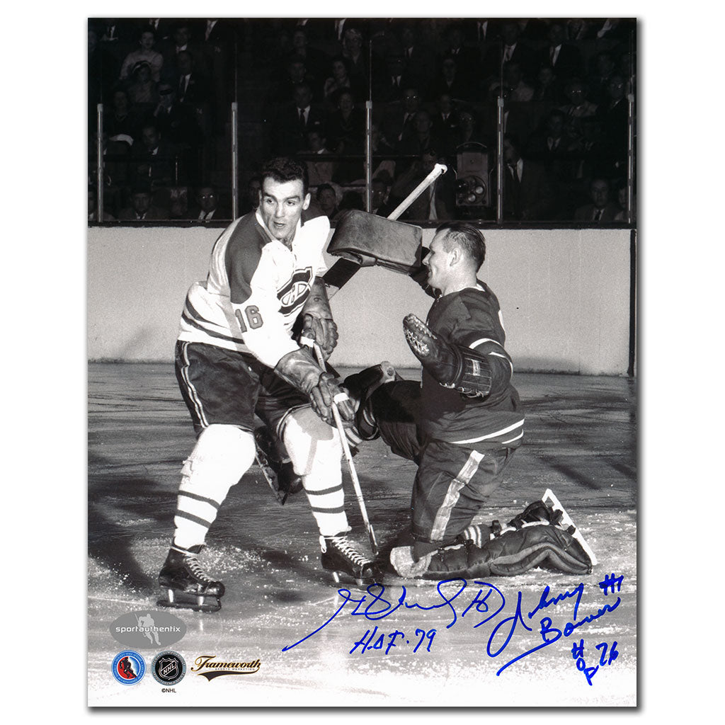 Henri Richard vs Johnny Bower HOF Dual Autographed 8x10