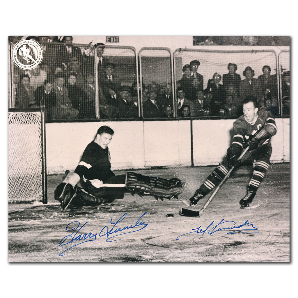 Ted Kennedy vs Harry Lumley Dual Autographed 8x10 RARE