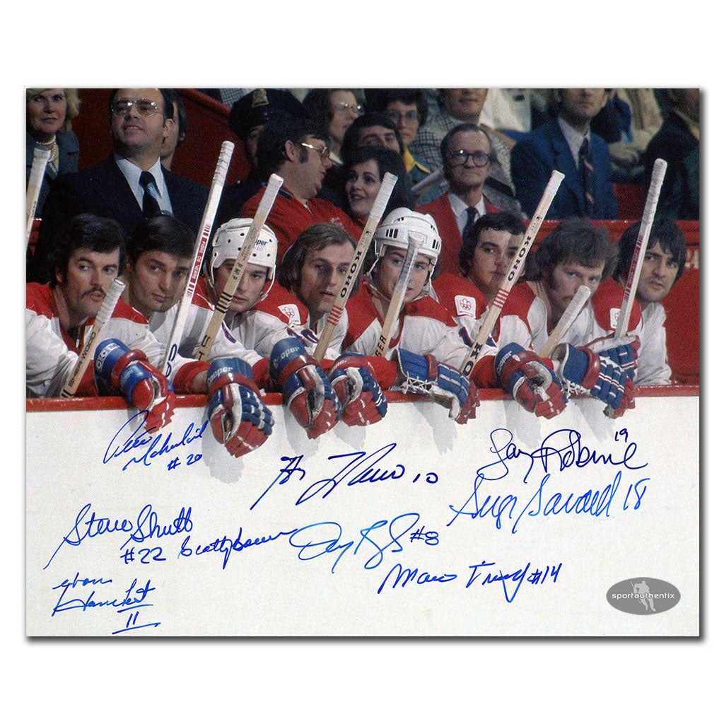 1977 Montreal Canadiens Stanley Cup Bench Autographed 8x10 Signed by 9