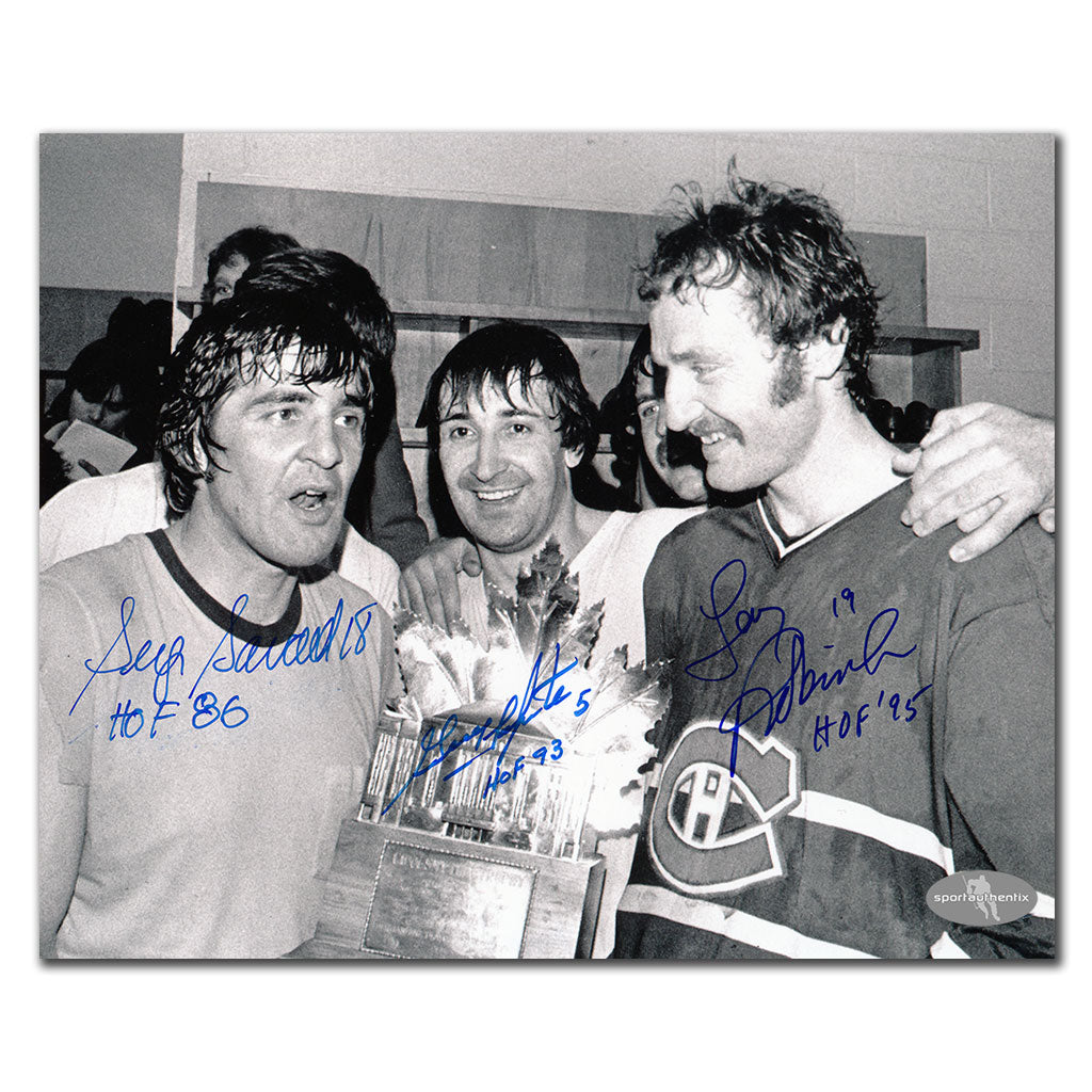 Serge Savard Guy Lapointe Larry Robinson Montreal Canadiens BIG 3 Autographed 8x10