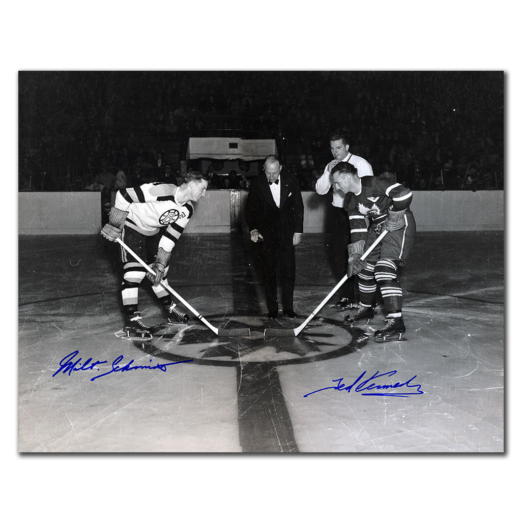 Milt Schmidt Boston Bruins & Ted Kennedy Toronto Maple Leafs FACEOFF Autographed 11x14 Photo