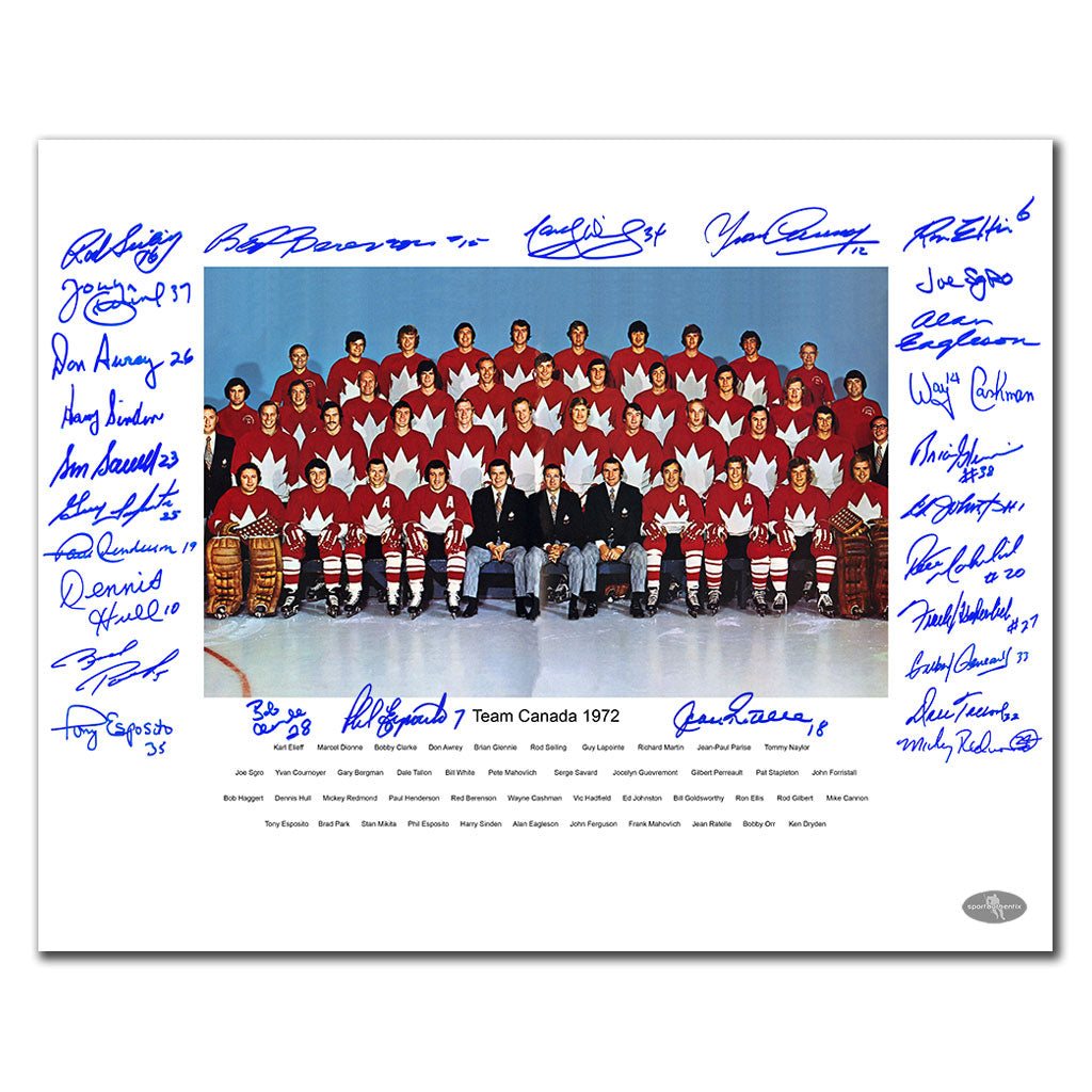 1972 Summit Series Équipe Canada Autographié 16x20 Signé par 27