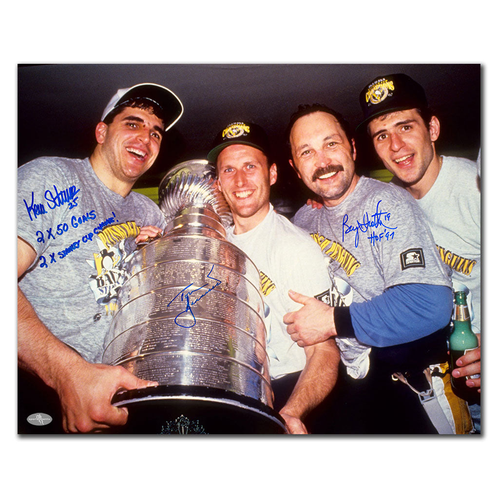 Stevens Barrasso Trottier Pittsburgh Penguins 1992 Stanley Cup Autographed 16x20