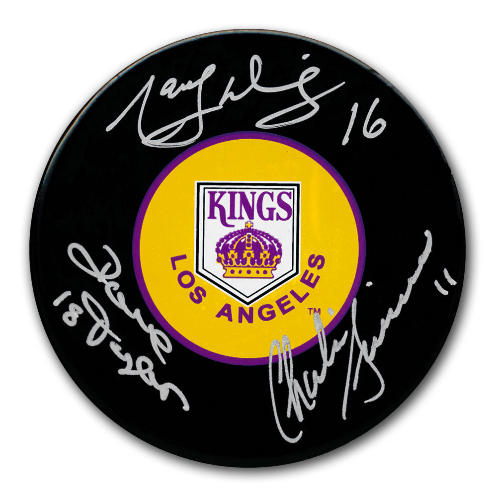 Marcel Dionne Dave Taylor Charlie Simmer TRIPLE CROWN LINE Los Angeles Kings Autographed Puck