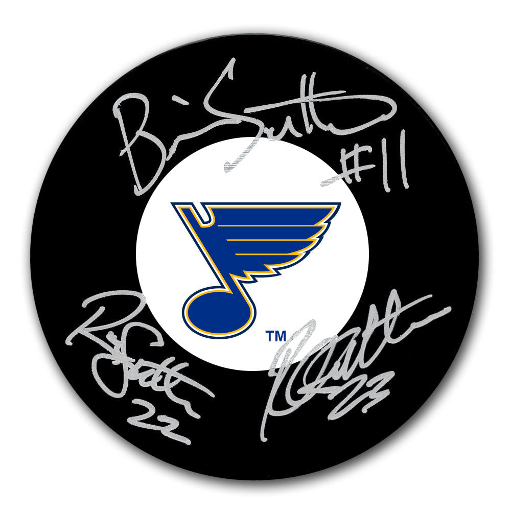 Rondelle autographiée par Brian Sutter, Rich Sutter et Ron Sutter des Blues de St. Louis