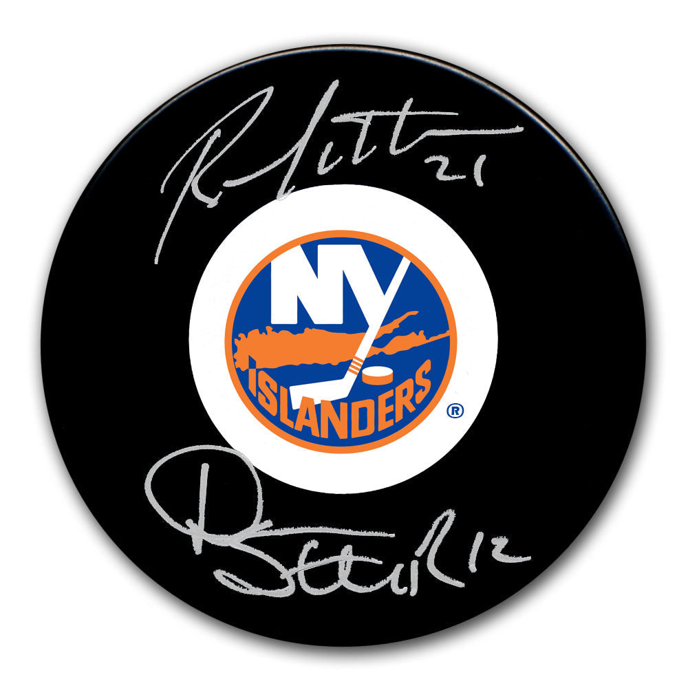 Brent Sutter et Duane Sutter, rondelle autographiée par les Islanders de New York