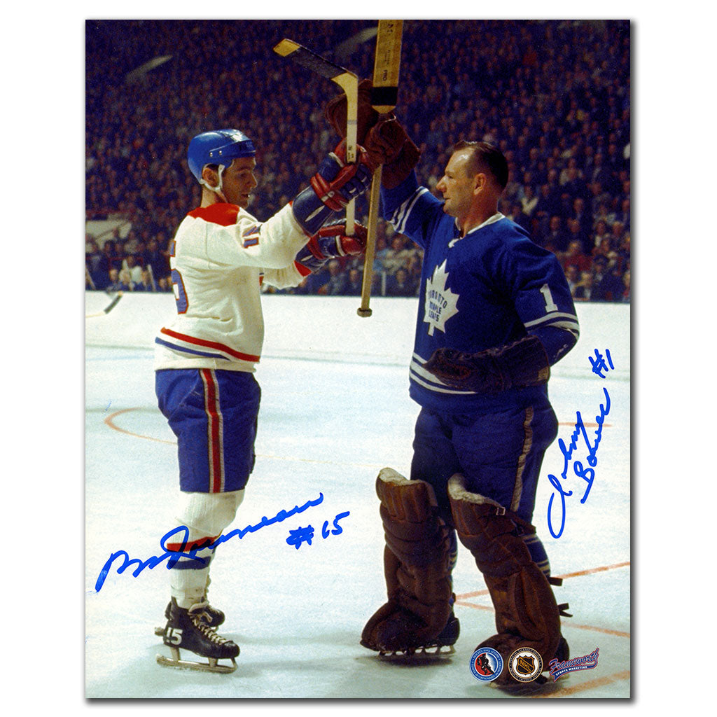 Bobby Rousseau vs Johnny Bower Dual Autographed 8x10 Photo