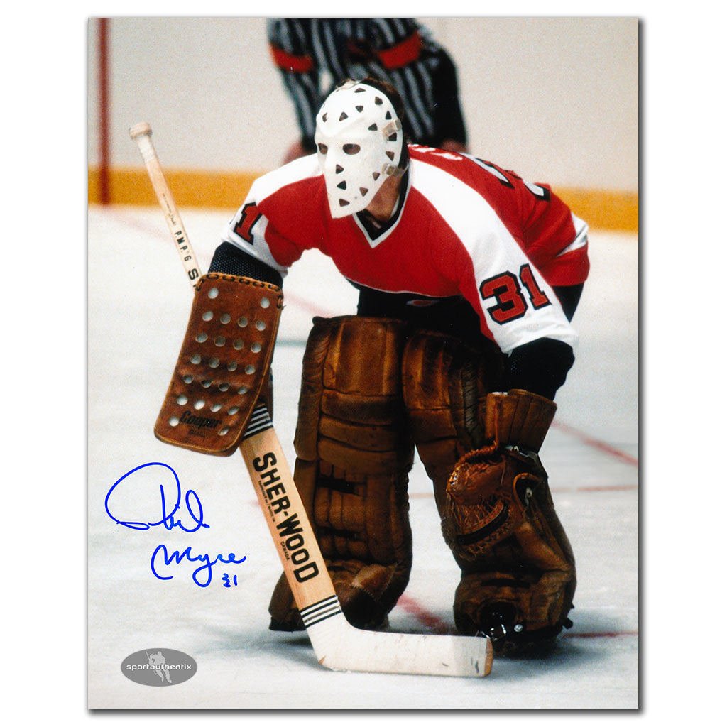 Phil Myre Philadelphia Flyers ACTION Autographed 8x10