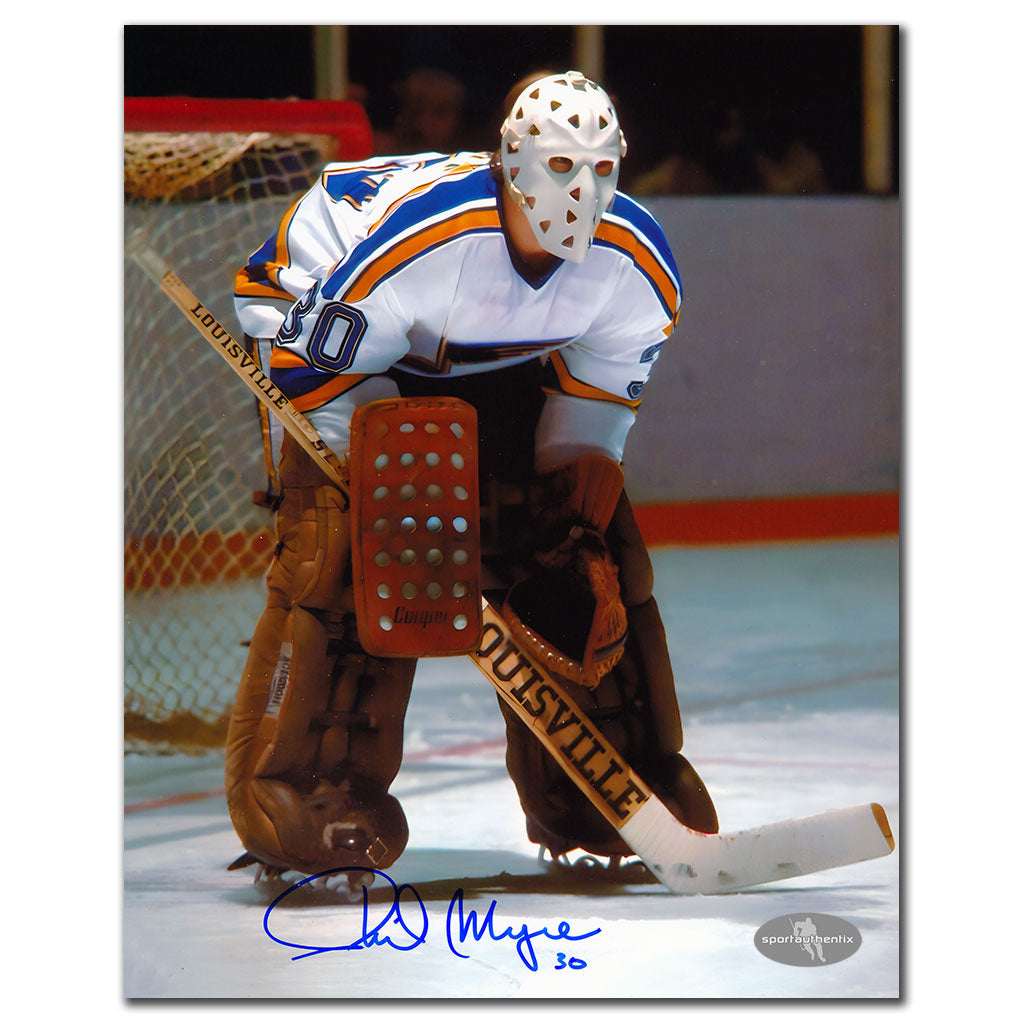 Phil Myre St. Louis Blues FOCUSED Autographed 8x10