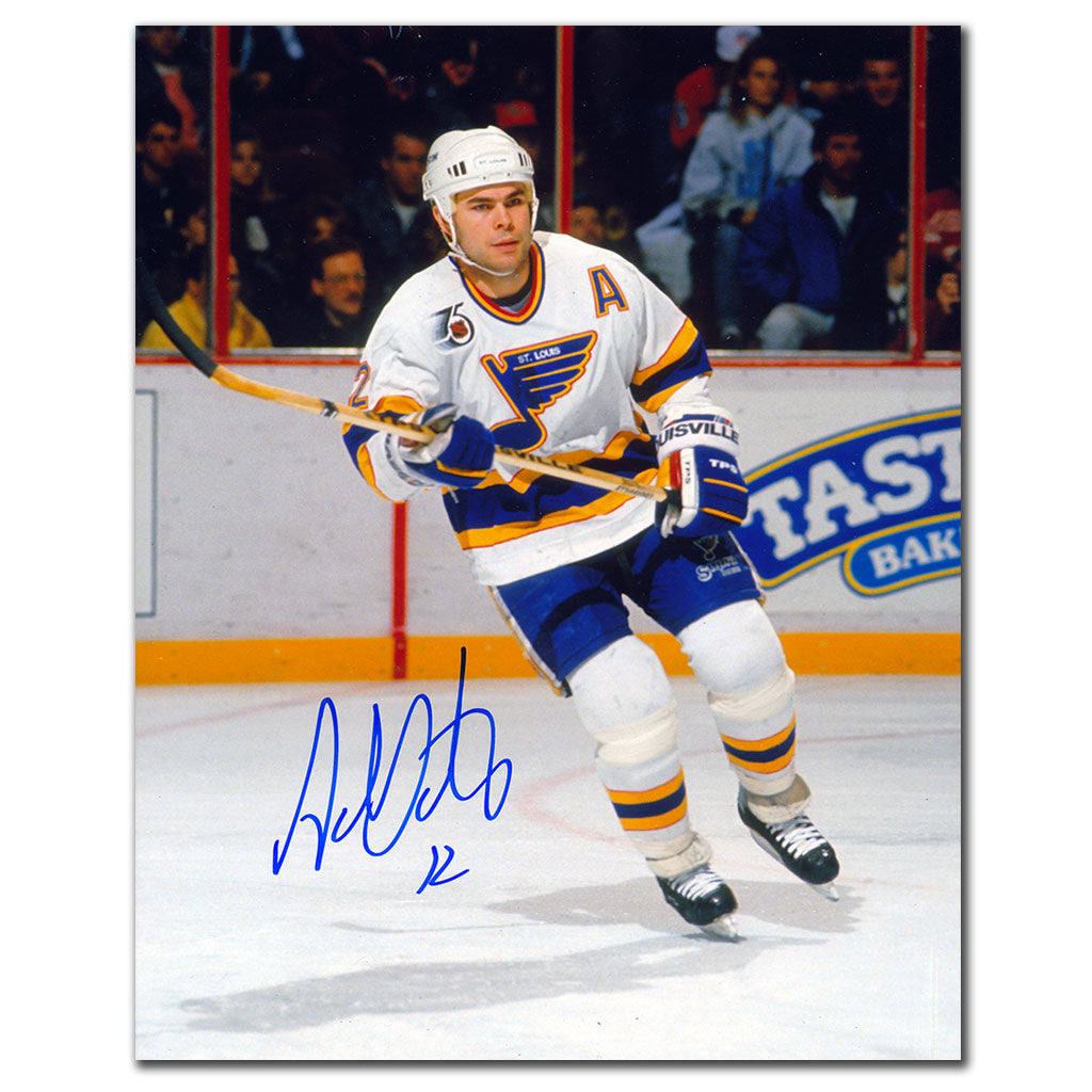 Adam Oates St. Louis Blues WHITE JERSEY Autographed 8x10