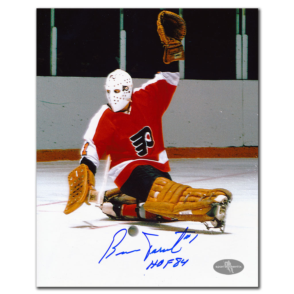 Bernie Parent Philadelphia Flyers BIG SAVE Autographed 8x10