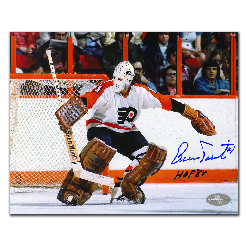 Bernie Parent Flyers de Philadelphie BLOCKER SAVE Autographié 8x10