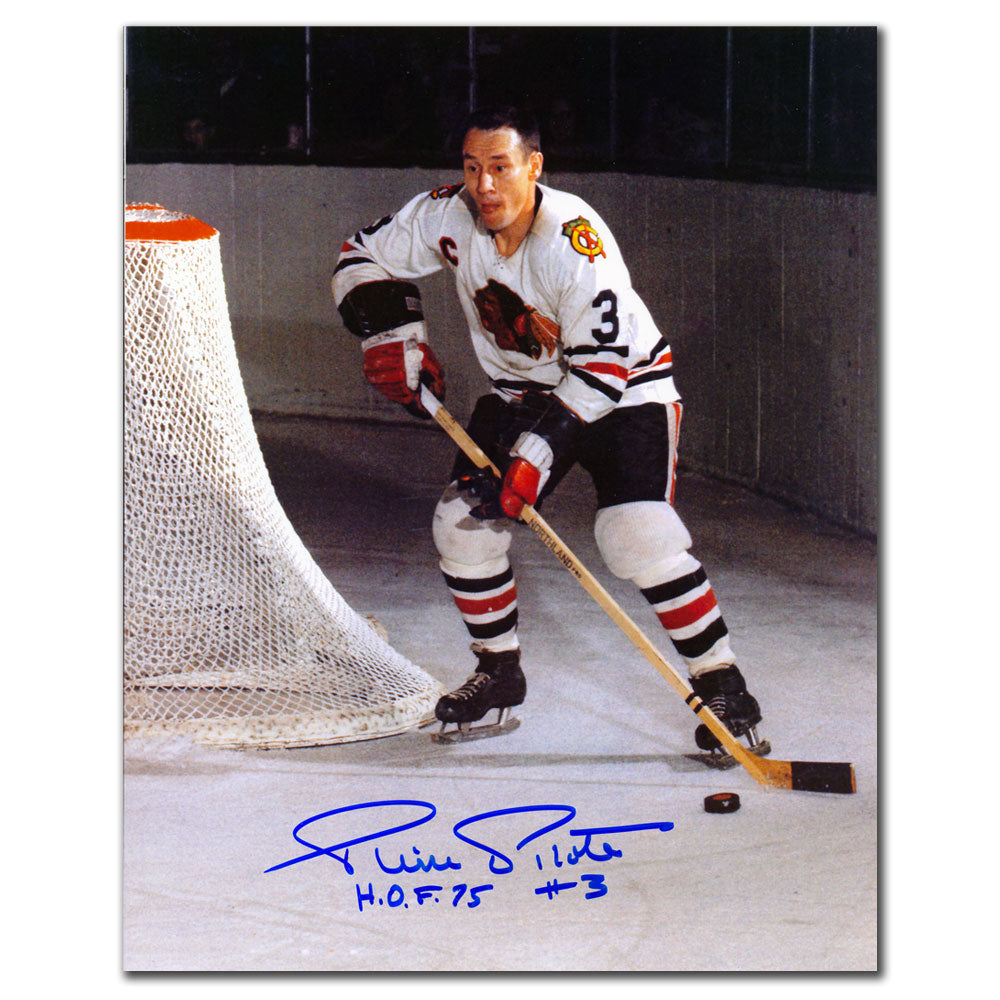 Pierre Pilote Chicago Blackhawks HOF Autographed 8x10