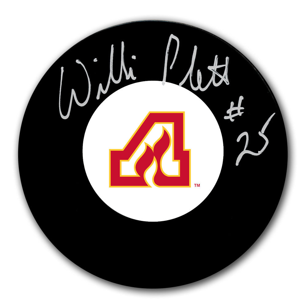 Willi Plett Atlanta Flames Autographed Puck