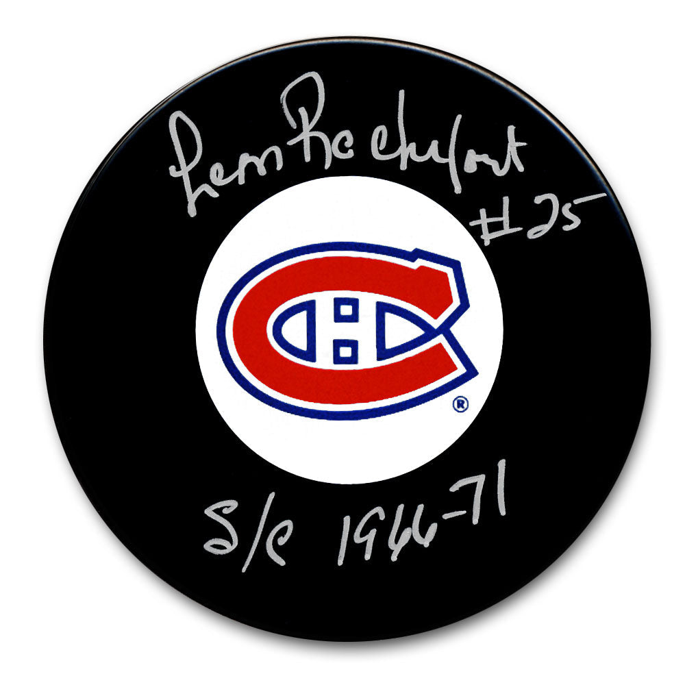 Leon Rochefort Montreal Canadiens SC Years Autographed Puck