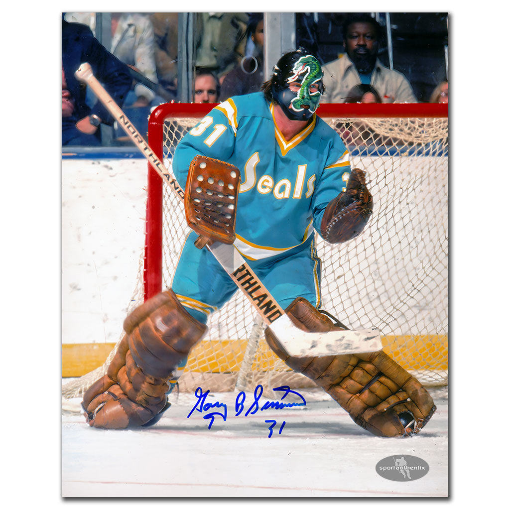 Gary Simmons California Golden Seals ACTION Autographed 8x10