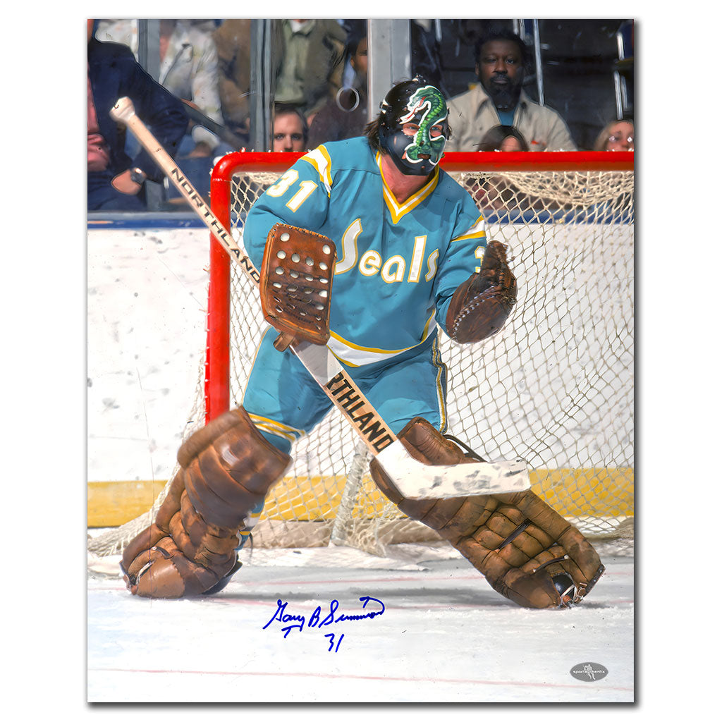 Gary Simmons California Golden Seals ACTION Autographed 16x20