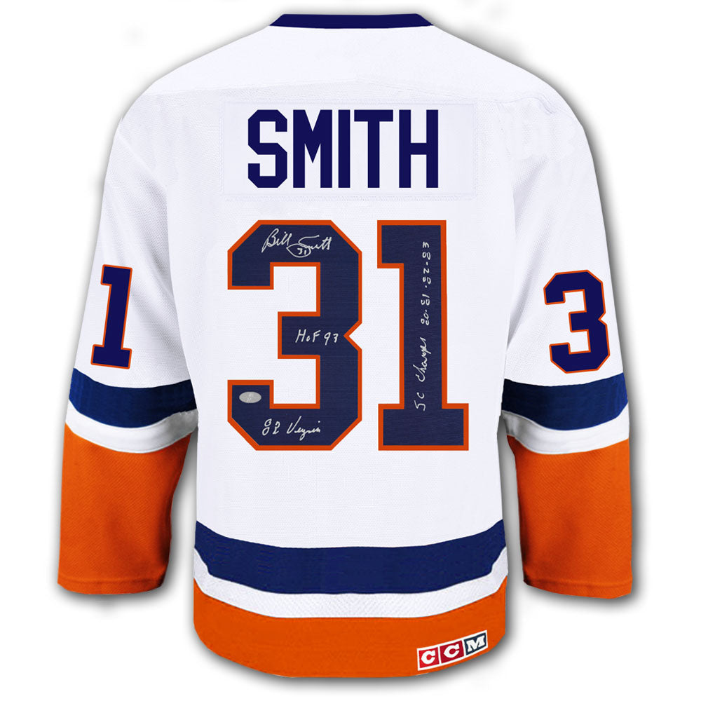 Billy Smith New York Islanders STATS CCM Autographed Jersey